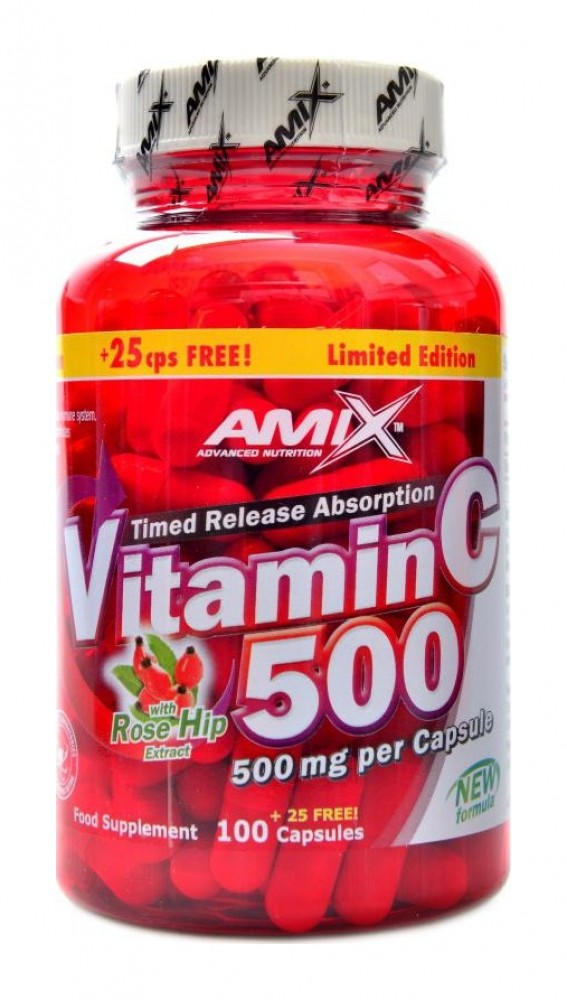 Vitamín C + rose hips 500 mg 125 kapslí