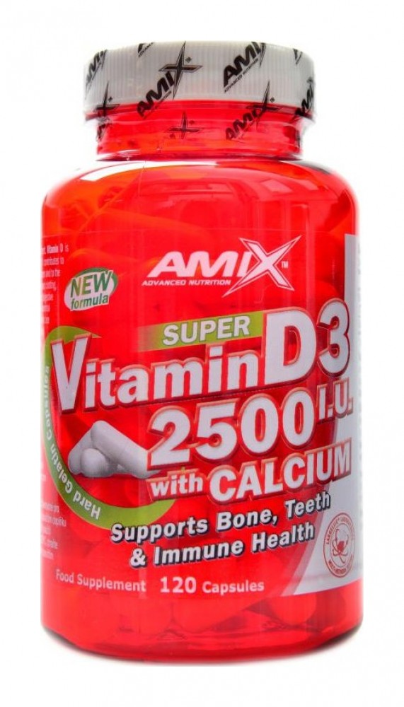 Super vitamin D3 2500 IU + calcium 120 kapslí