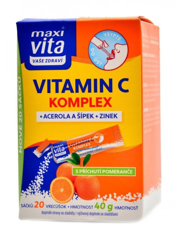 MaxiVita vitamín C acerola + zinek + šípek 20 x 40 g