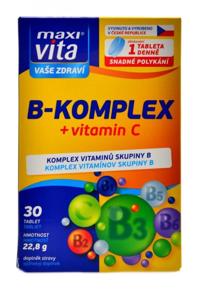 MaxiVita B komplex + vitamín C 30 tablet