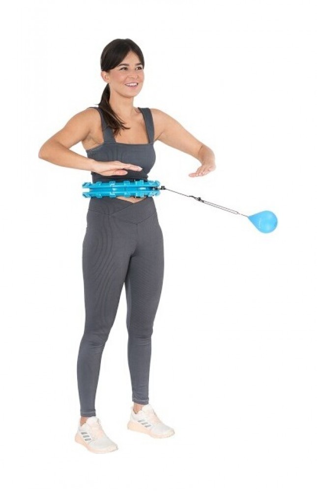 Sada masážní hula hoop HHW01 se závažím a zeštíhlujícího pásu BR163 modrá
