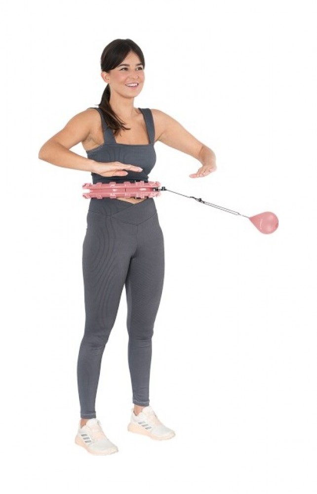 Sada masážní hula hoop HHW01 se závažím a zeštíhlujícího pásu BR163 růžová