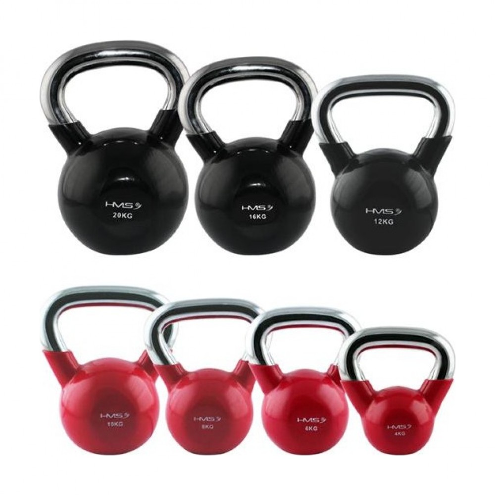 KT 20 KG ČERNÝ KETTLEBELL S CHROMOVANÝM ÚCHOPEM 