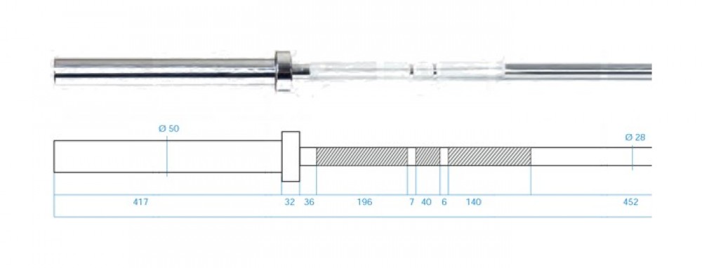 Olympijská osa GO450 220 cm x 50 mm