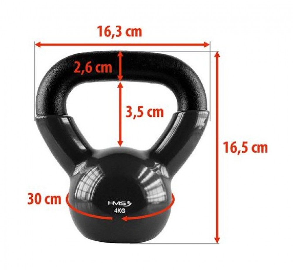 Kettlebell pokrytý vinylem KNV04 4 kg, černý