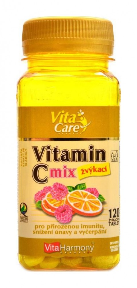 Vitamín C 100mg MIX pomeranč malina 120 žvýkacích tablet