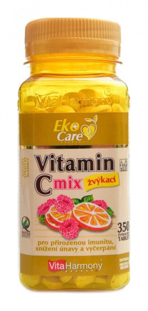 VE Vitamín C 100mg MIX pomeranč malina 350 žvýkacích tablet