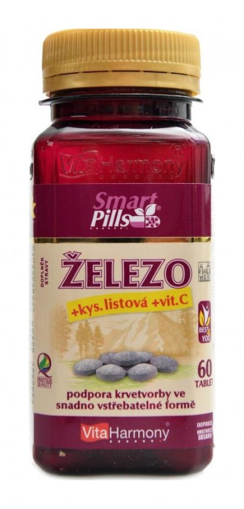 Železo 20mg s kyselinou listovou a vitamínem C 60 smartpills