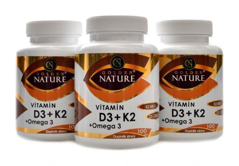 Vitamín D3 2000 + K2 MK7 + Omega 3 300 kapslí