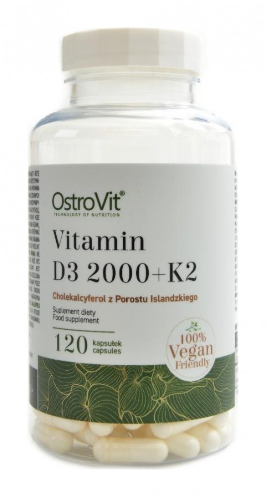 Vitamin D3 2000 IU + K2  vege 120 kapslí