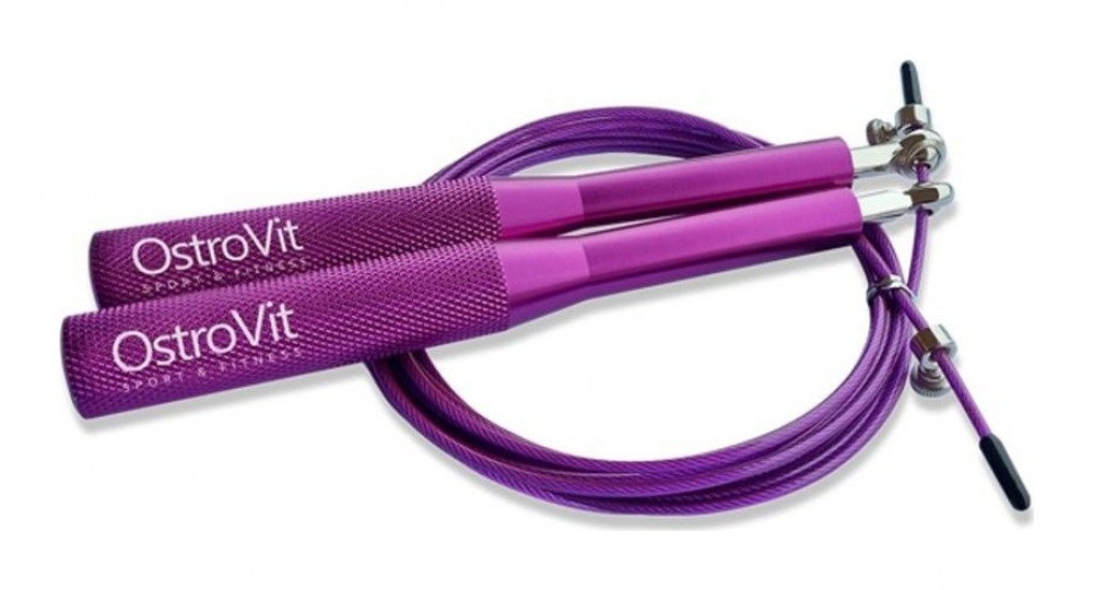 Metal skipping rope 3m kovové švihadlo s lankem fialové