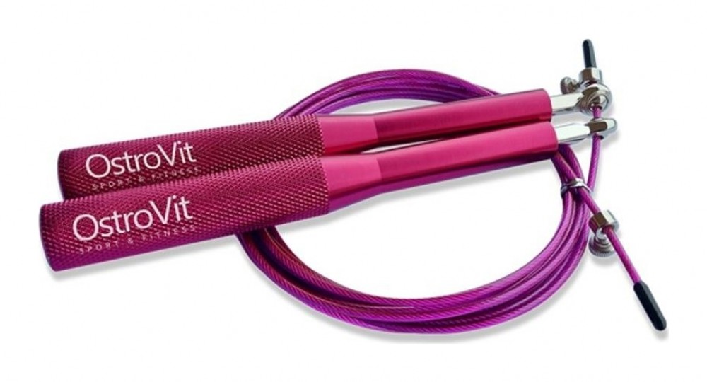 Metal skipping rope 3m kovové švihadlo s lankem růžové