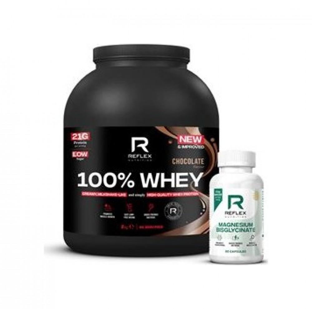 100% Whey Protein 2kg    + Magnesium 90 kapslí ZDARMA