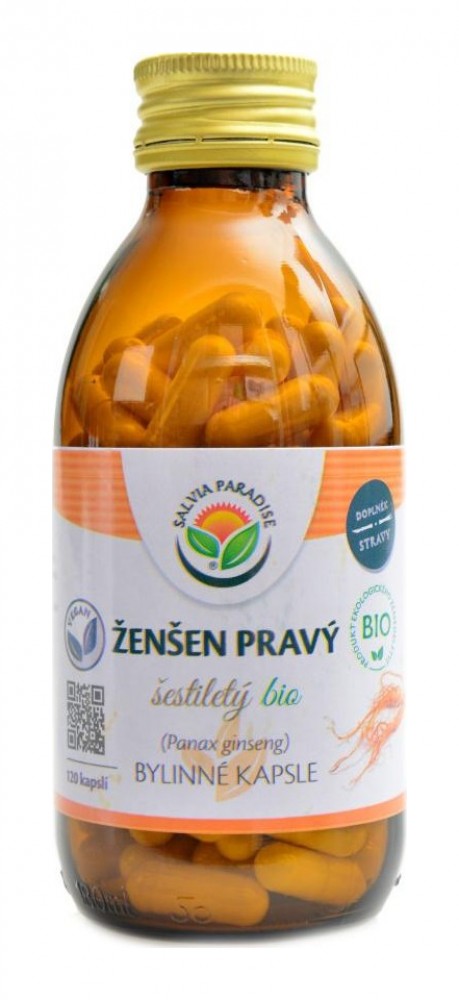 Ženšen pravý 6letý - ginseng BIO 120 kapslí panax ginseng