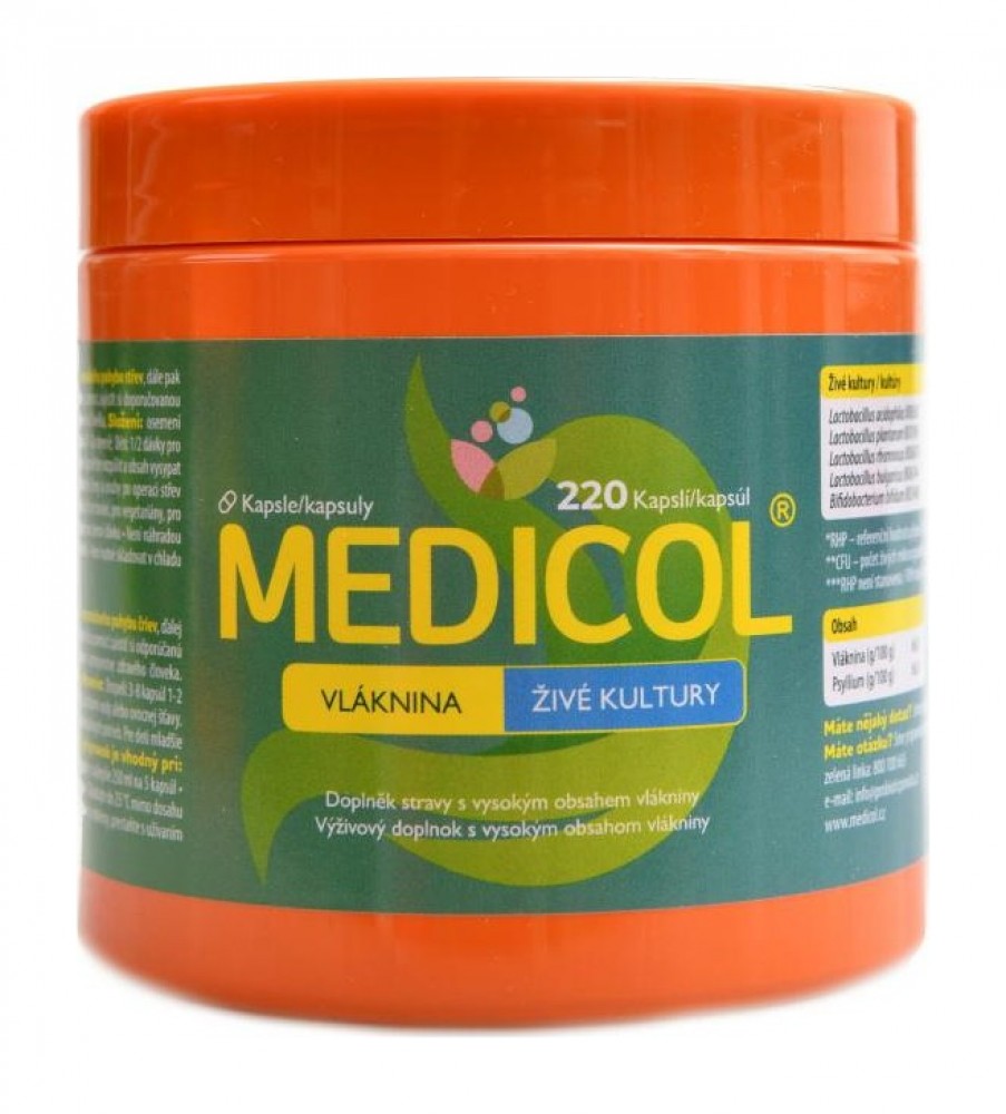Medicol vláknina + živé kultury 220 kapslí