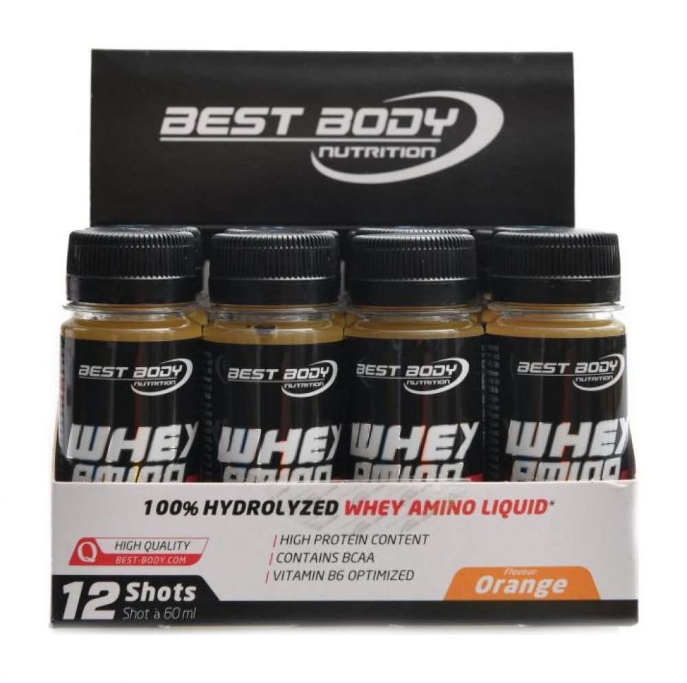 Whey amino liquid muscle shock 12 x 60ml shot pomeranč