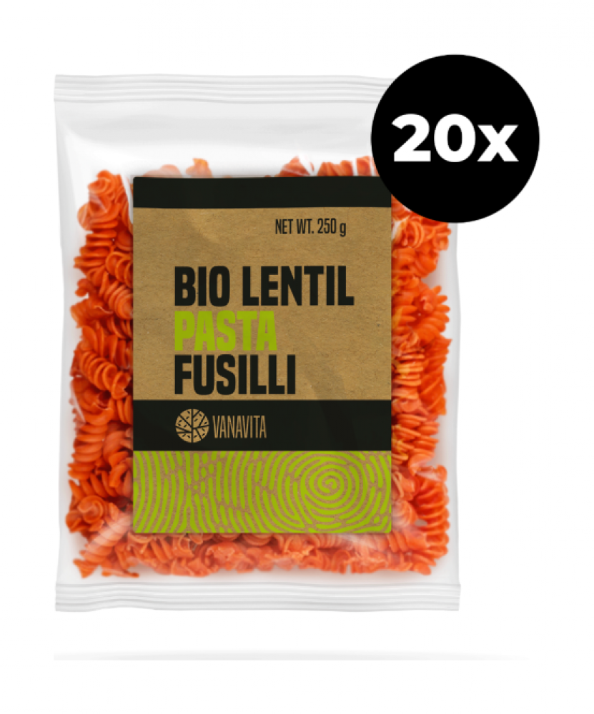 BIO Čočkové těstoviny - vřetena - VanaVita 20 x 250 g