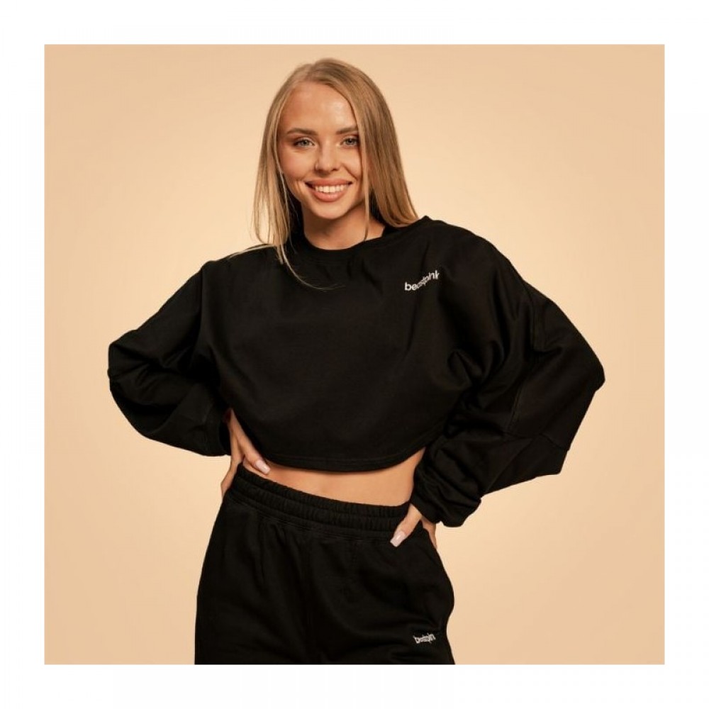 Dámská mikina Cropped Bliss Black - BeastPink 