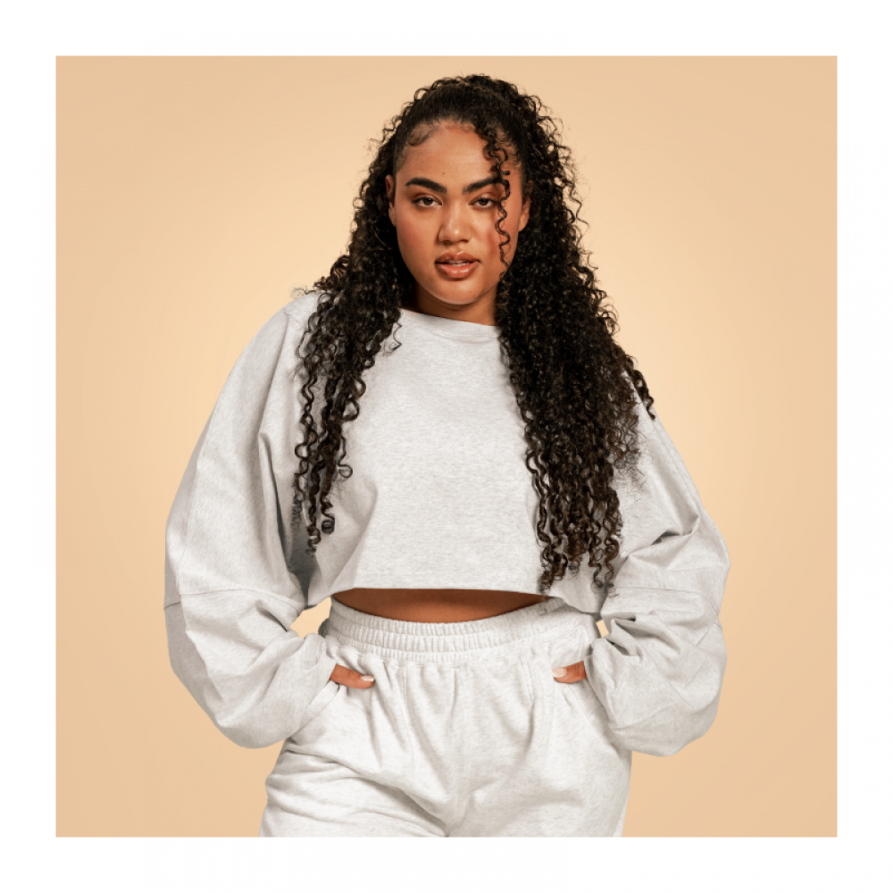 Dámská mikina Cropped Bliss Grey - BeastPink 