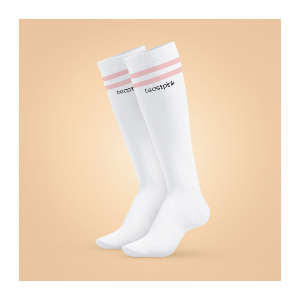 Podkolenky Knee High White - BeastPink 