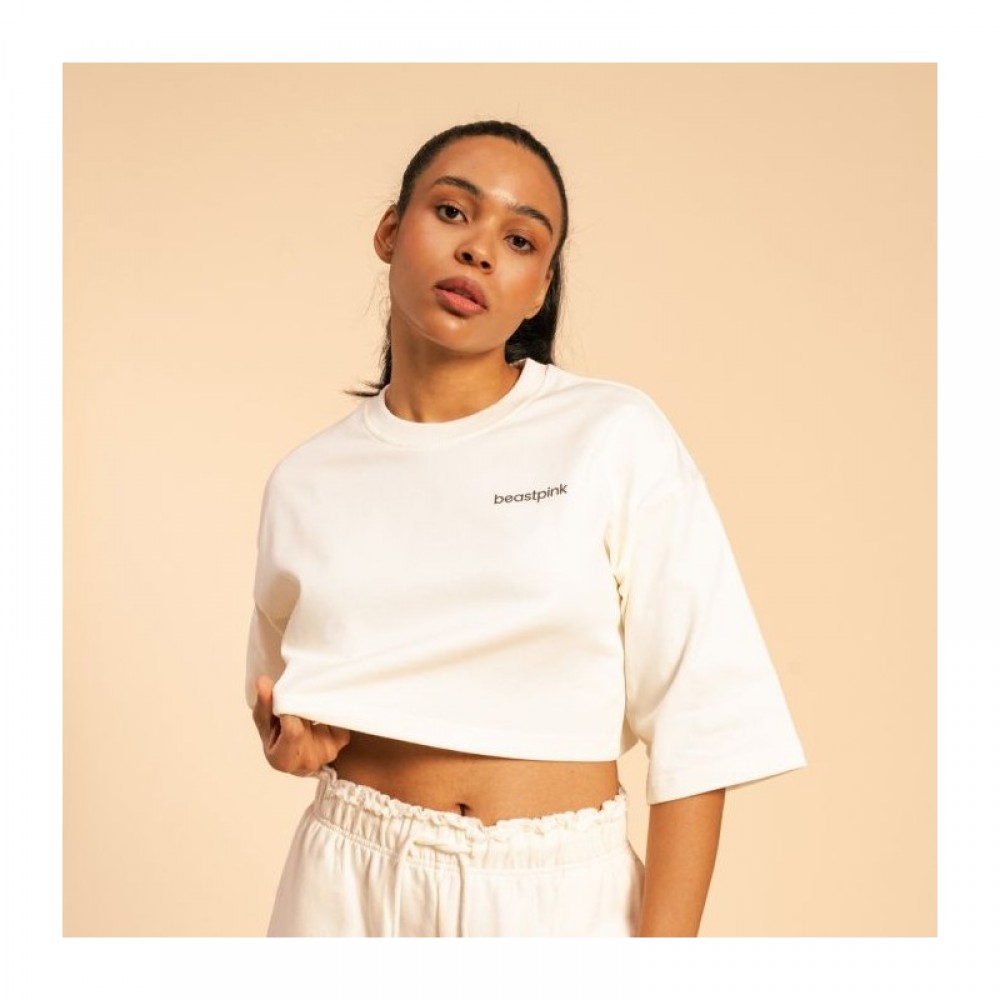 Dámské tričko Cropped Serenity Ivory - BeastPink 