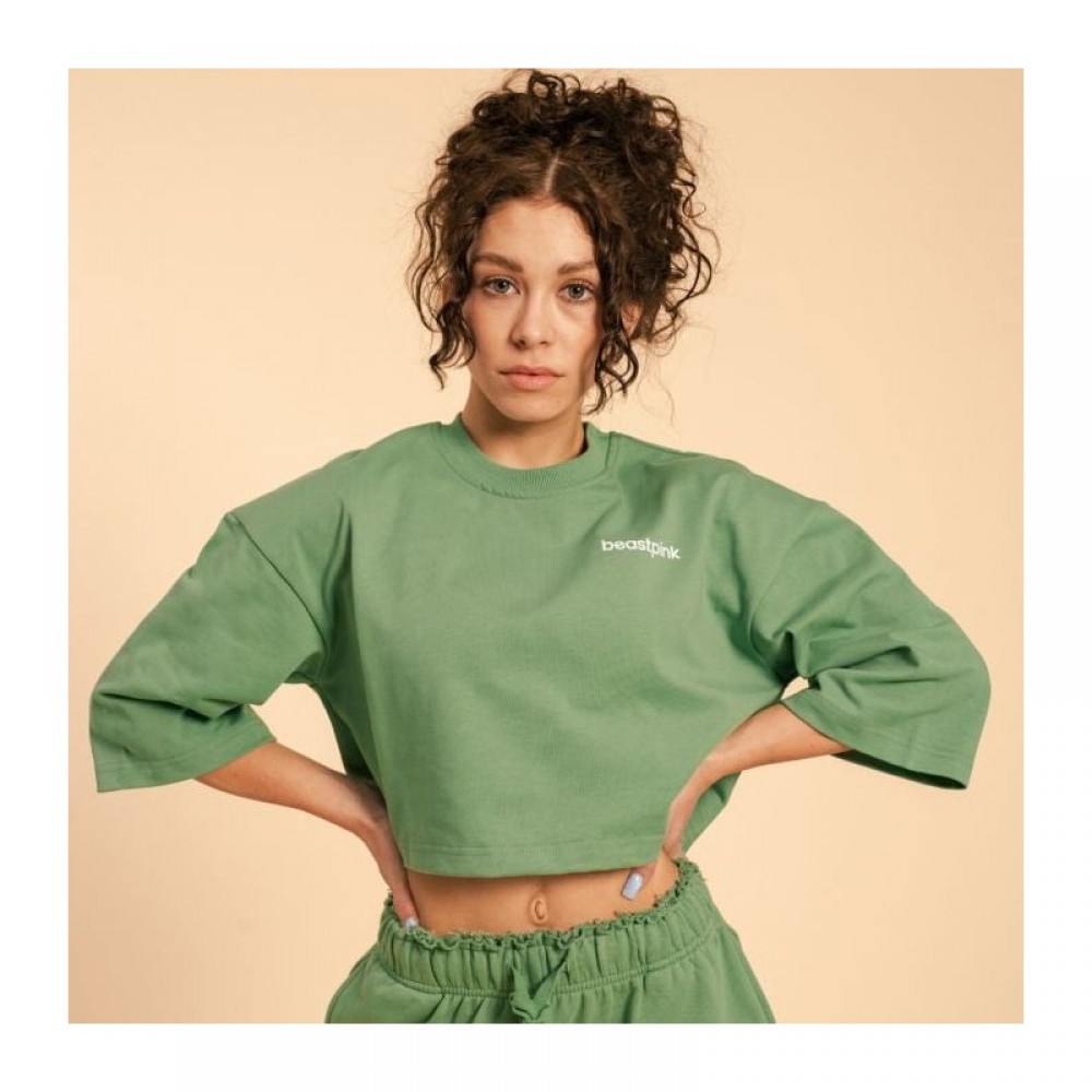 Dámské tričko Cropped Serenity Olivine - BeastPink 