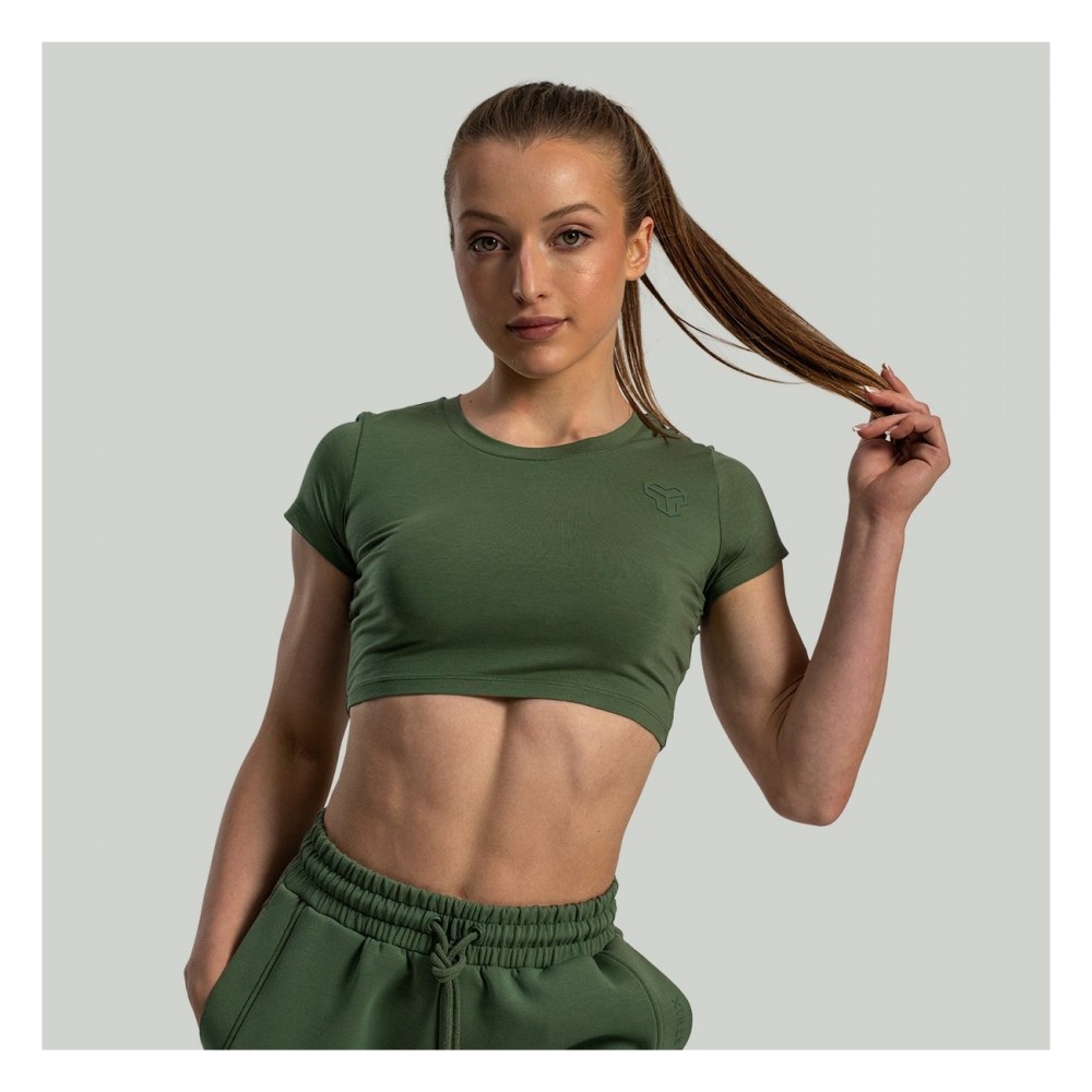 Dámské triko Essential CropTop Cedar Green - STRIX 