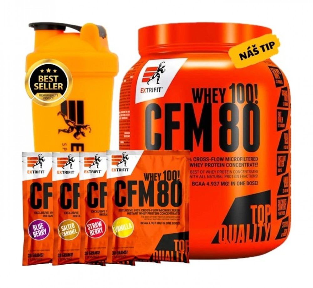 AKCE CFM Instant Whey 80 1000g + Šejkr 600ml a 4x CFM  Instant Whey 80 30g