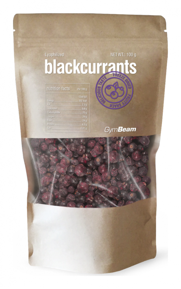 Lyofilizovaný černý rybíz – GymBeam 100 g