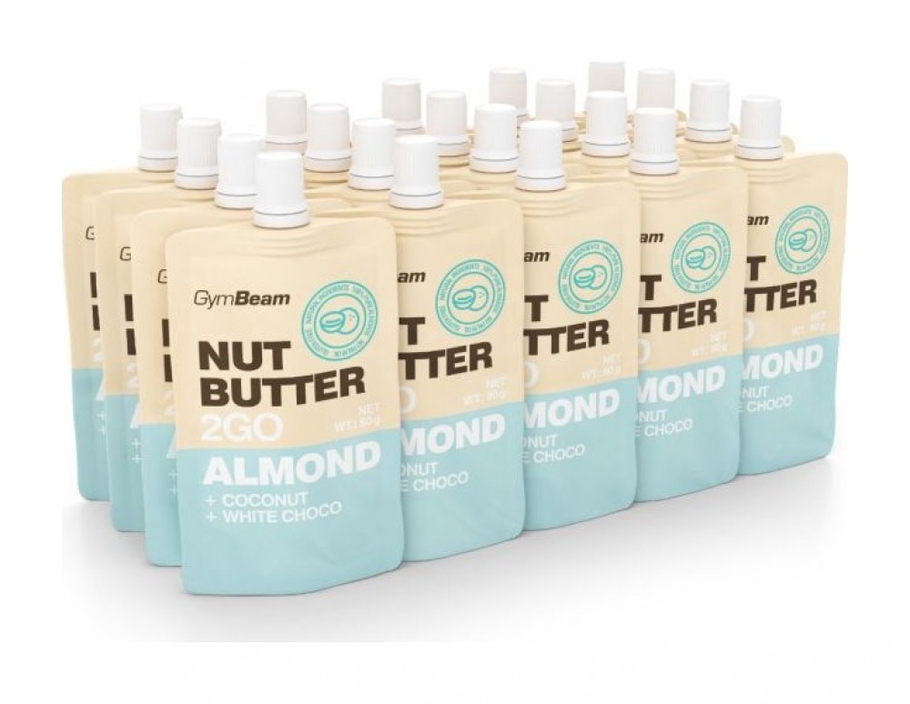 Ořechové máslo 2GO - mandlové máslo s kokosem a bílou čokoládou 20 x 80 g