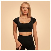 Dámské triko Cropped Sense Black - BeastPink  