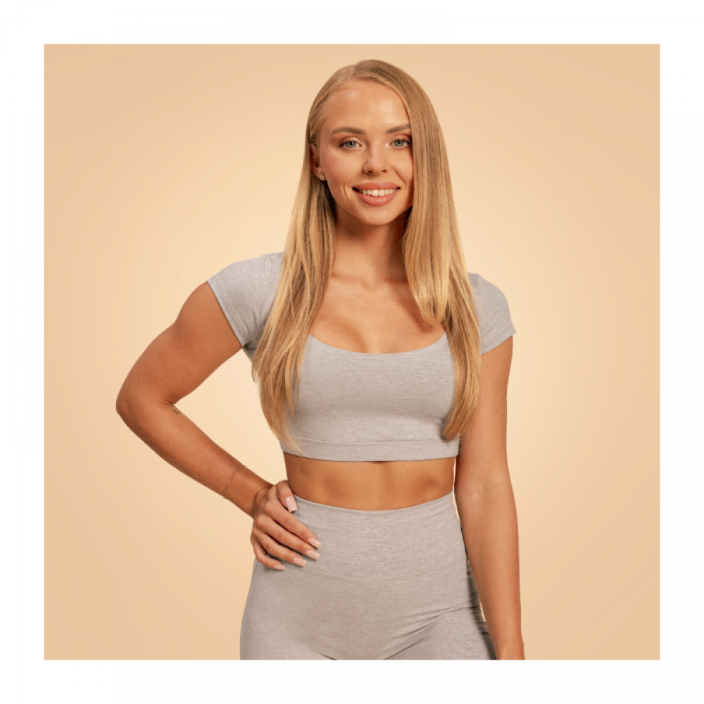Dámské triko Cropped Sense Grey - BeastPink 