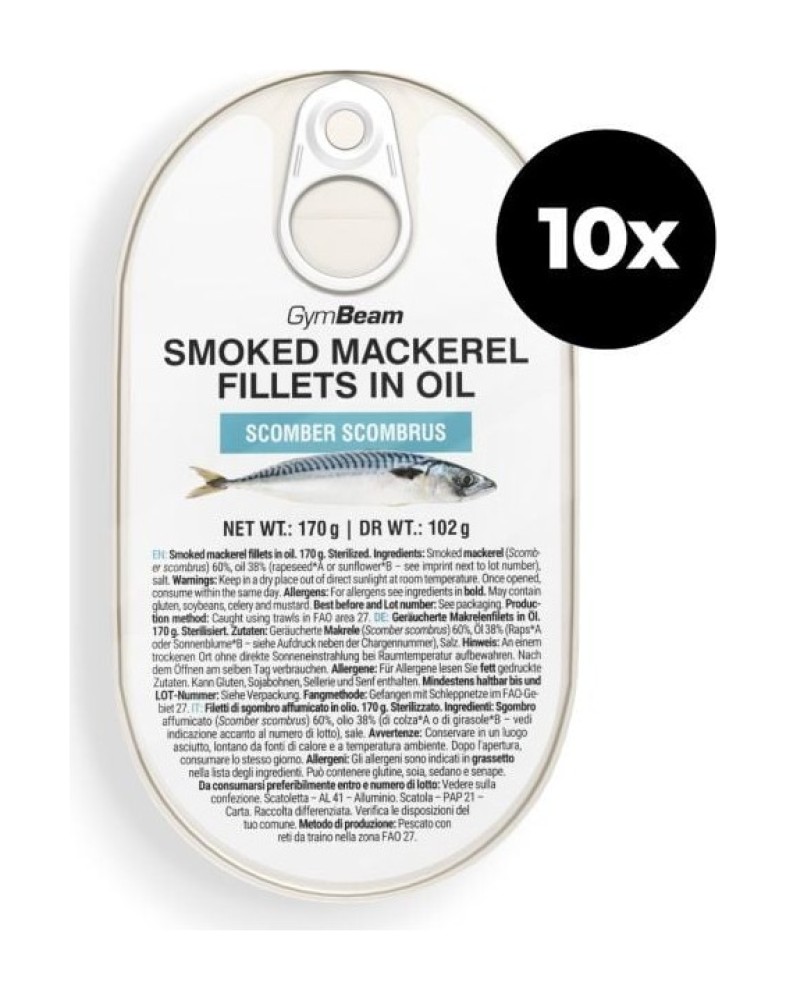 Filety z uzené makrely v oleji 10 x 170 g
