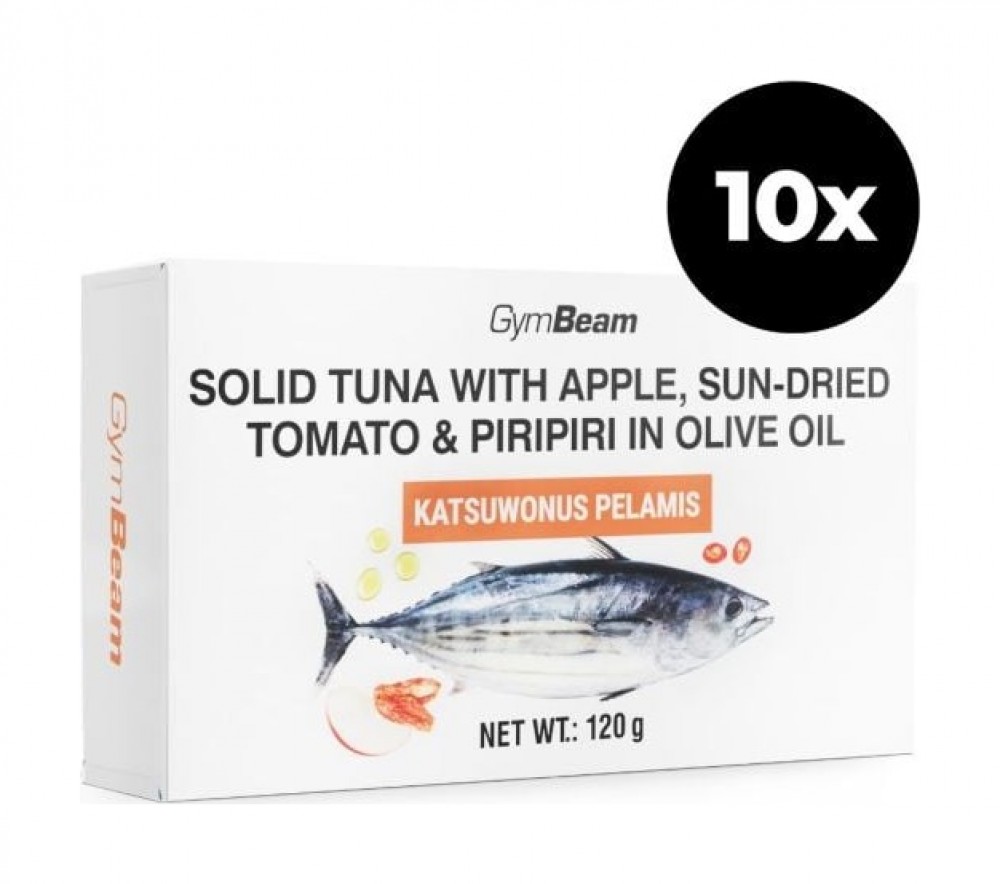 Tuňák v olivovém oleji s jablkem, sušenými rajčaty a piripiri (čili papričkami) 10 x 120 g