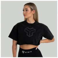 Dámské tričko CropTop Washed Black - STRIX  
