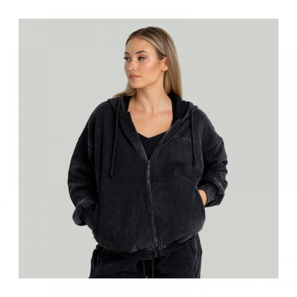 Dámská mikina Zip Washed Black - STRIX 