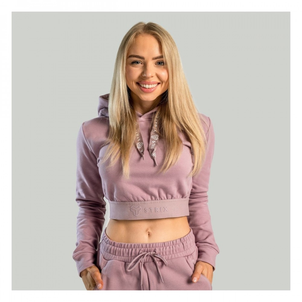 Dámská mikina Essential Cropped Hoodie Mauve - STRIX 