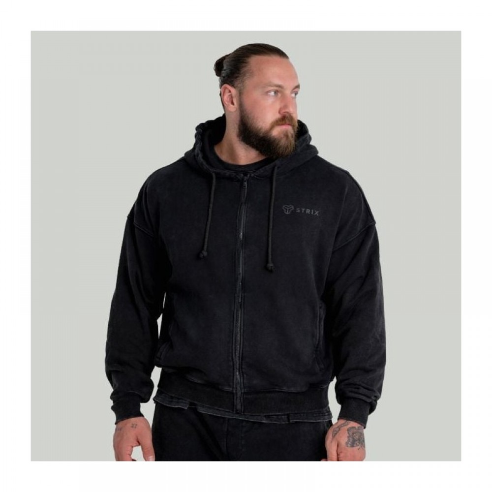 Mikina Zip Washed Black 