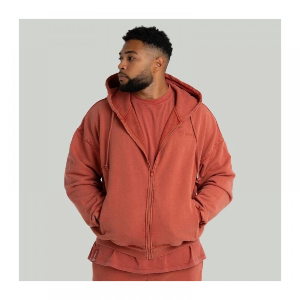 Mikina Zip Washed Terra 